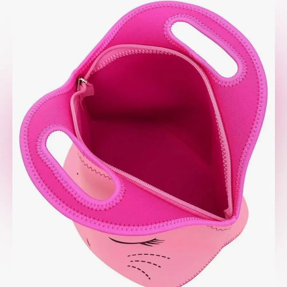 Efree Pink Kitty Cat School Backpack with Lunch Bag Gold Rhinestone Accents - Picture 4 of 4